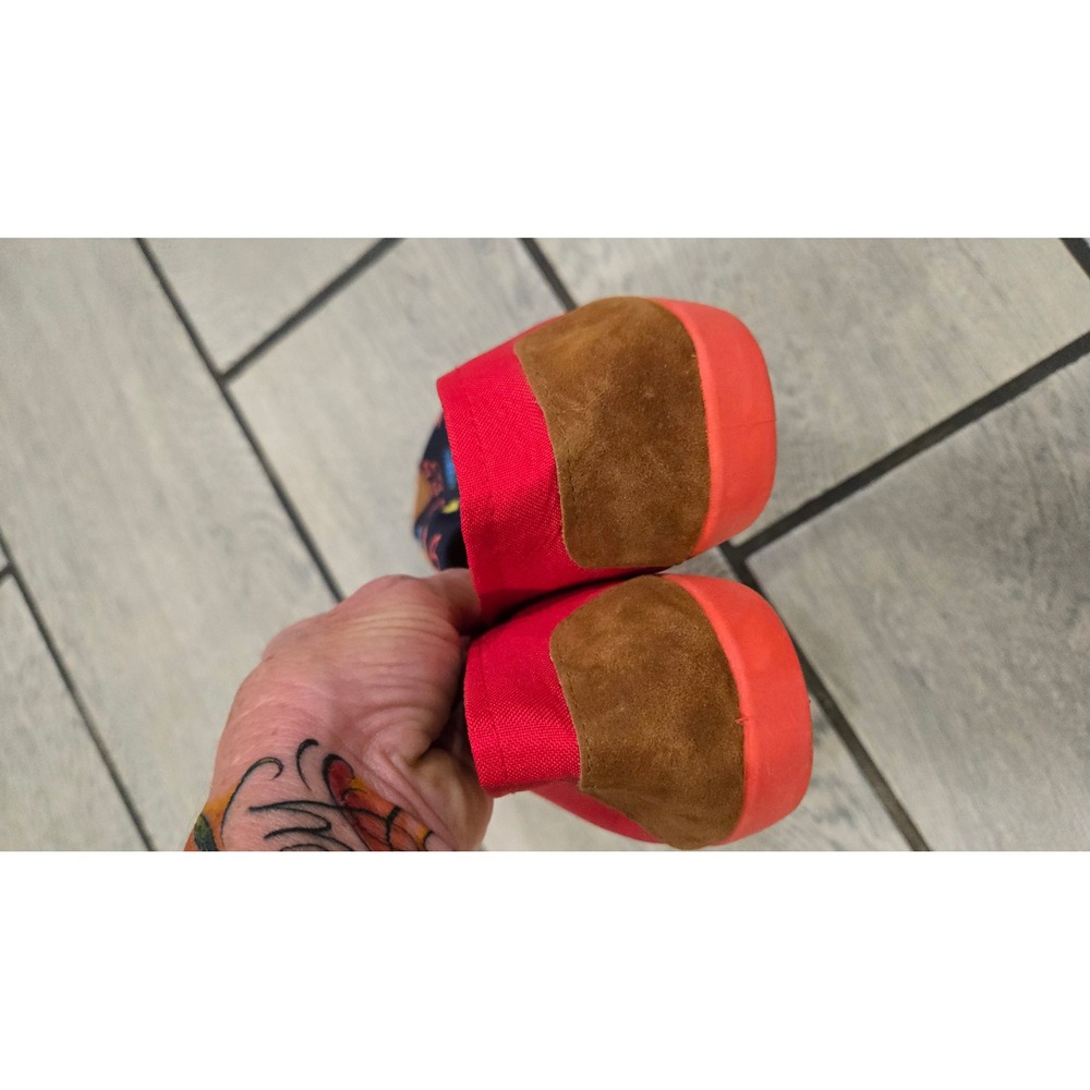 Traditional Chinese Floral Canvas Slip On Shoes Red Navy Flats Size 39 - Picture 4 of 7